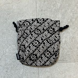 Victoria's Secret PINK Black and White Patterned Drawstring Bag Small